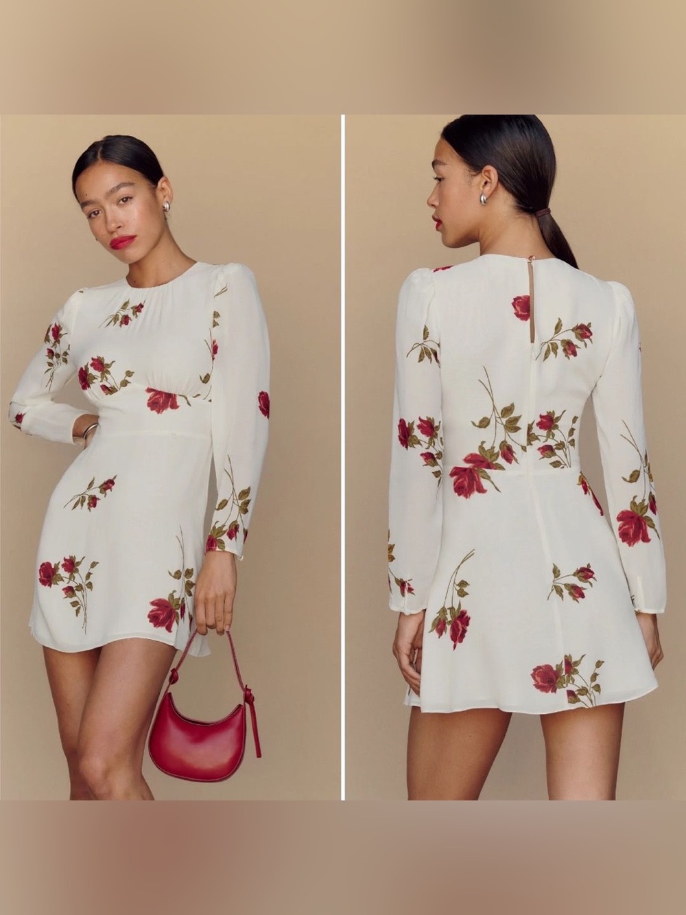 Reformation Laken Mini Dress in American Beauty Print Size 2